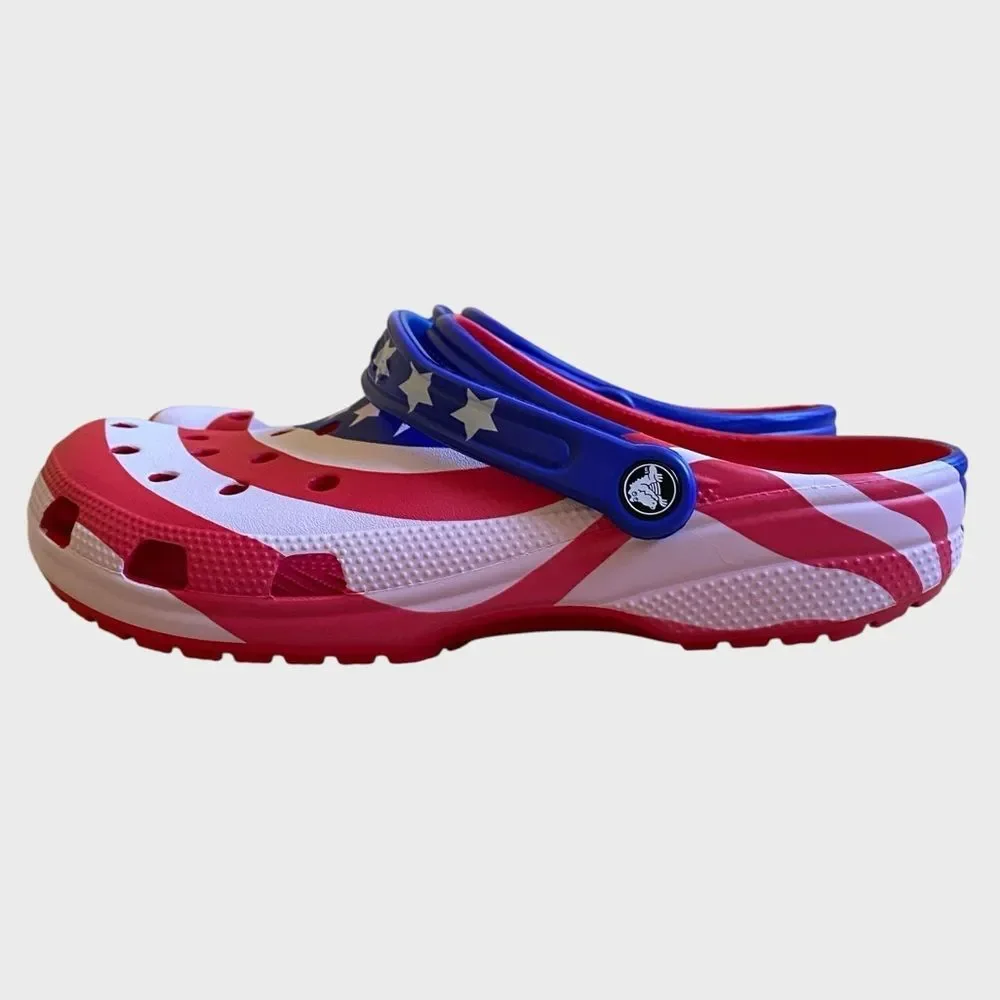 NEW Crocs Classic American Flag Clogs Men’s 9 Women's 11 Team USA Patriotic